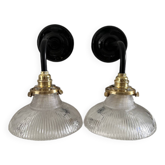 Pair of holophane wall lights