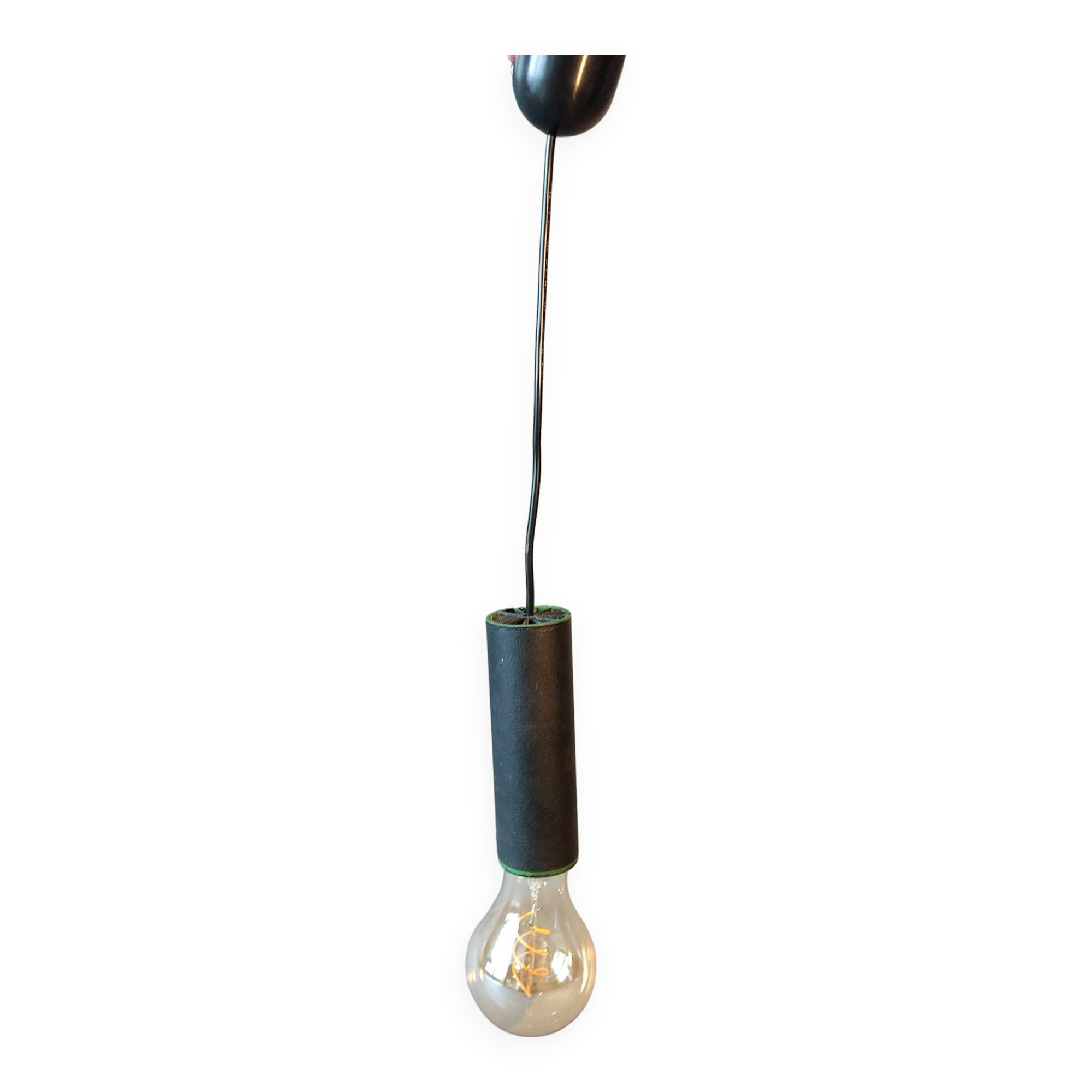 1950 pendant light in metal covered in vintage skaï.