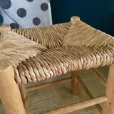 Wood and straw stool