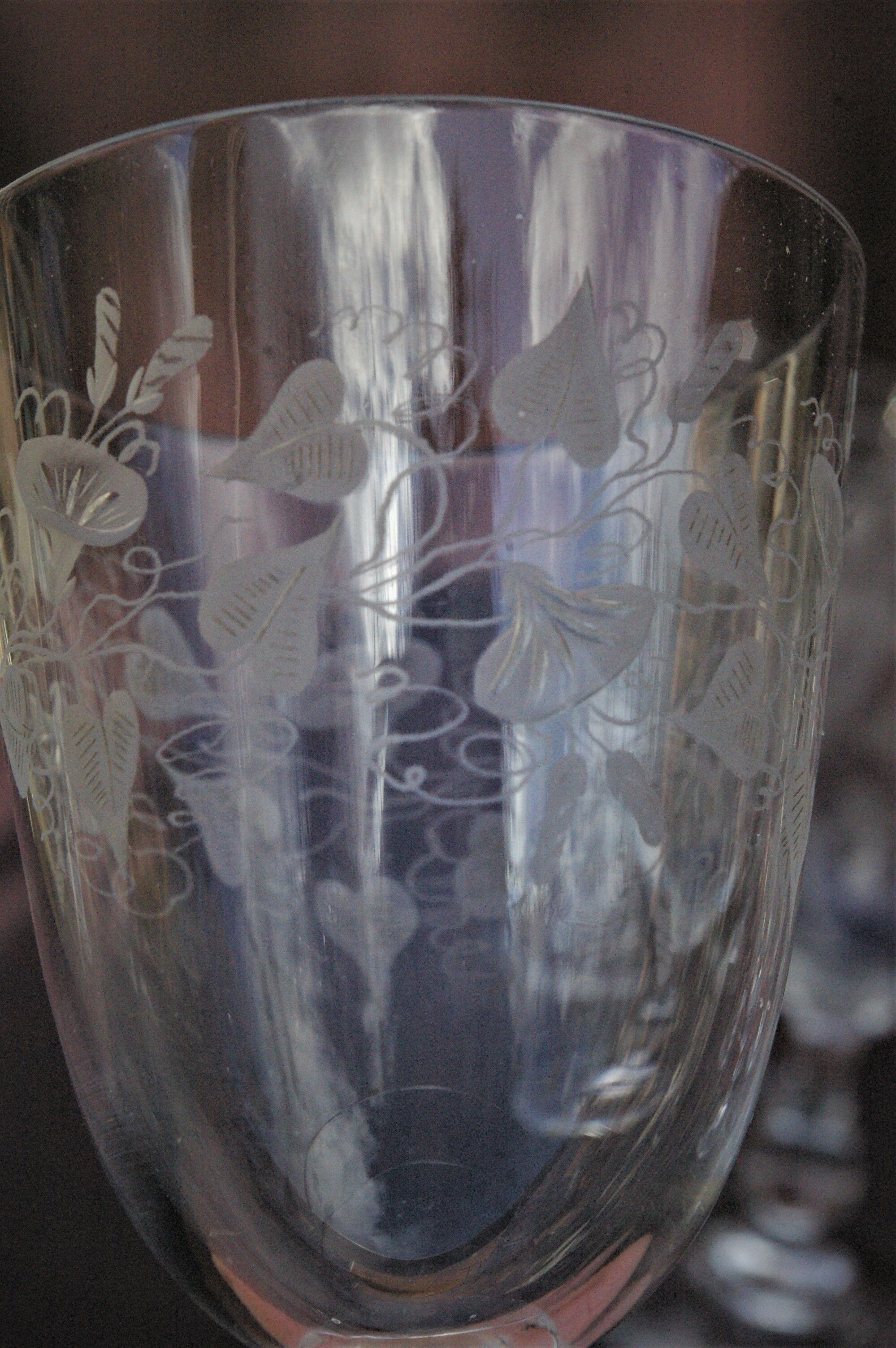 Set 11 Port Glasses White Wine Art Nouveau Crystal engraved Liseron