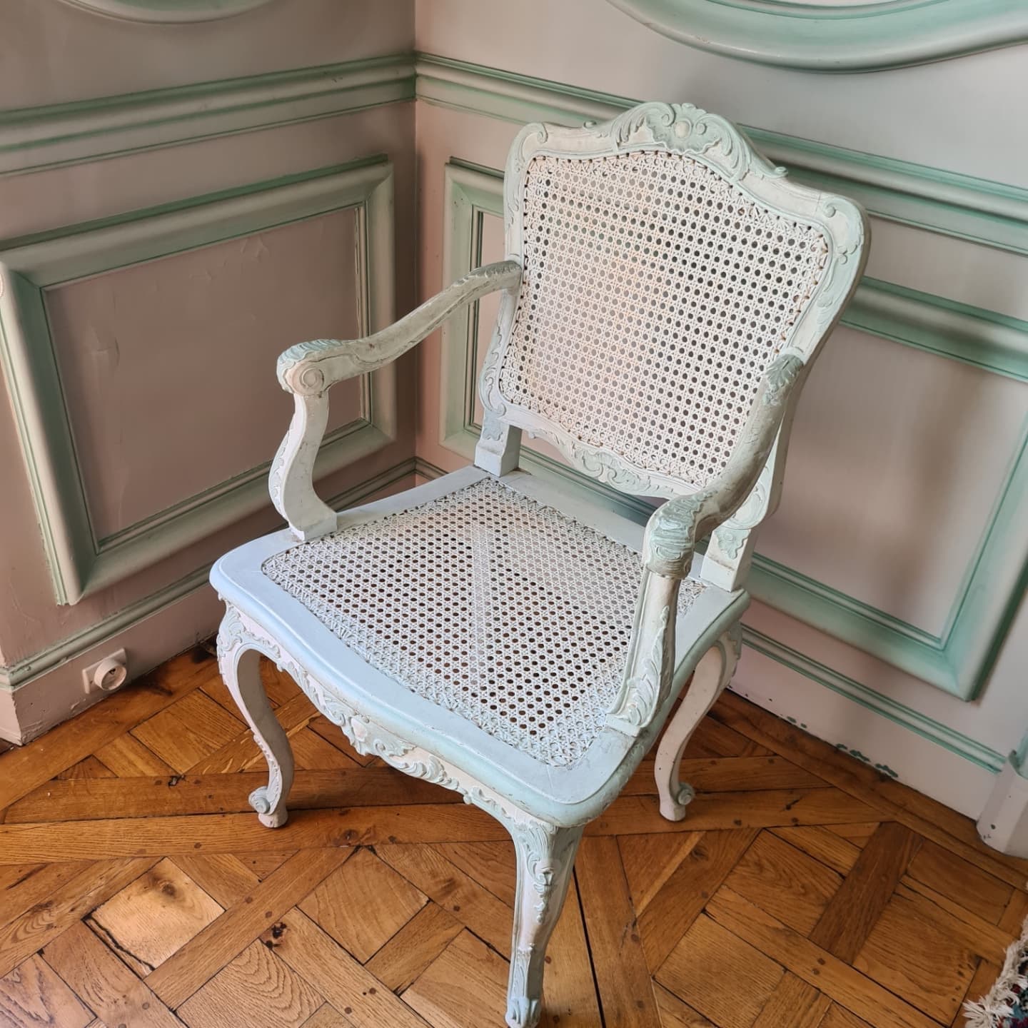 Set of 11 armchairs in lacquered wood, Regency style, second half of the 19th century