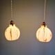 Duo de suspensions Art Déco en opaline marbrée, années 1920-30