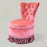 Pink velvet padded toad armchair 1970