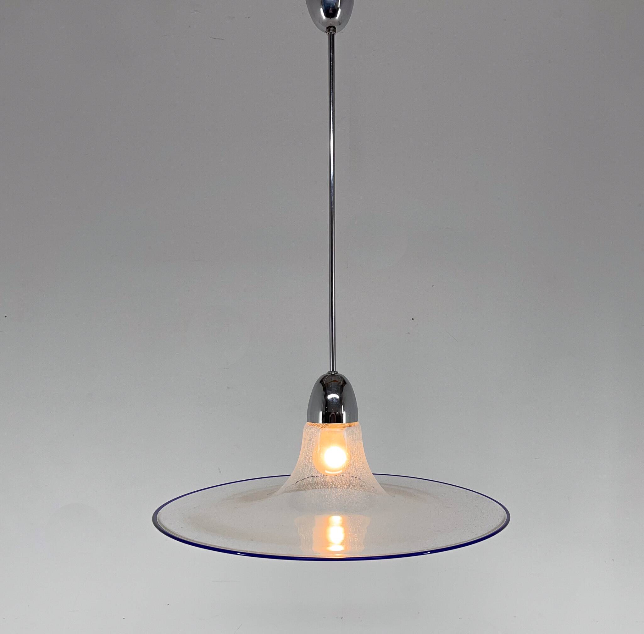 Space Age Italian Bubble Glass & Chrome Pendant Light, 1970's