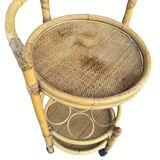 1960s rattan bottle holder rolling table