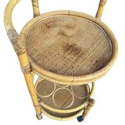 1960s rattan bottle holder rolling table