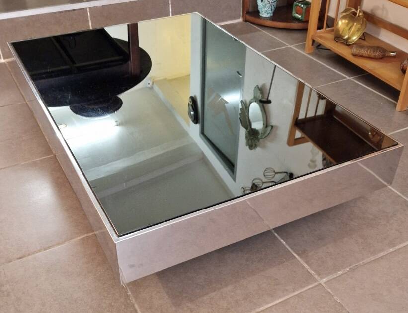 Rectangular mirrored coffee table Cidue 1970
