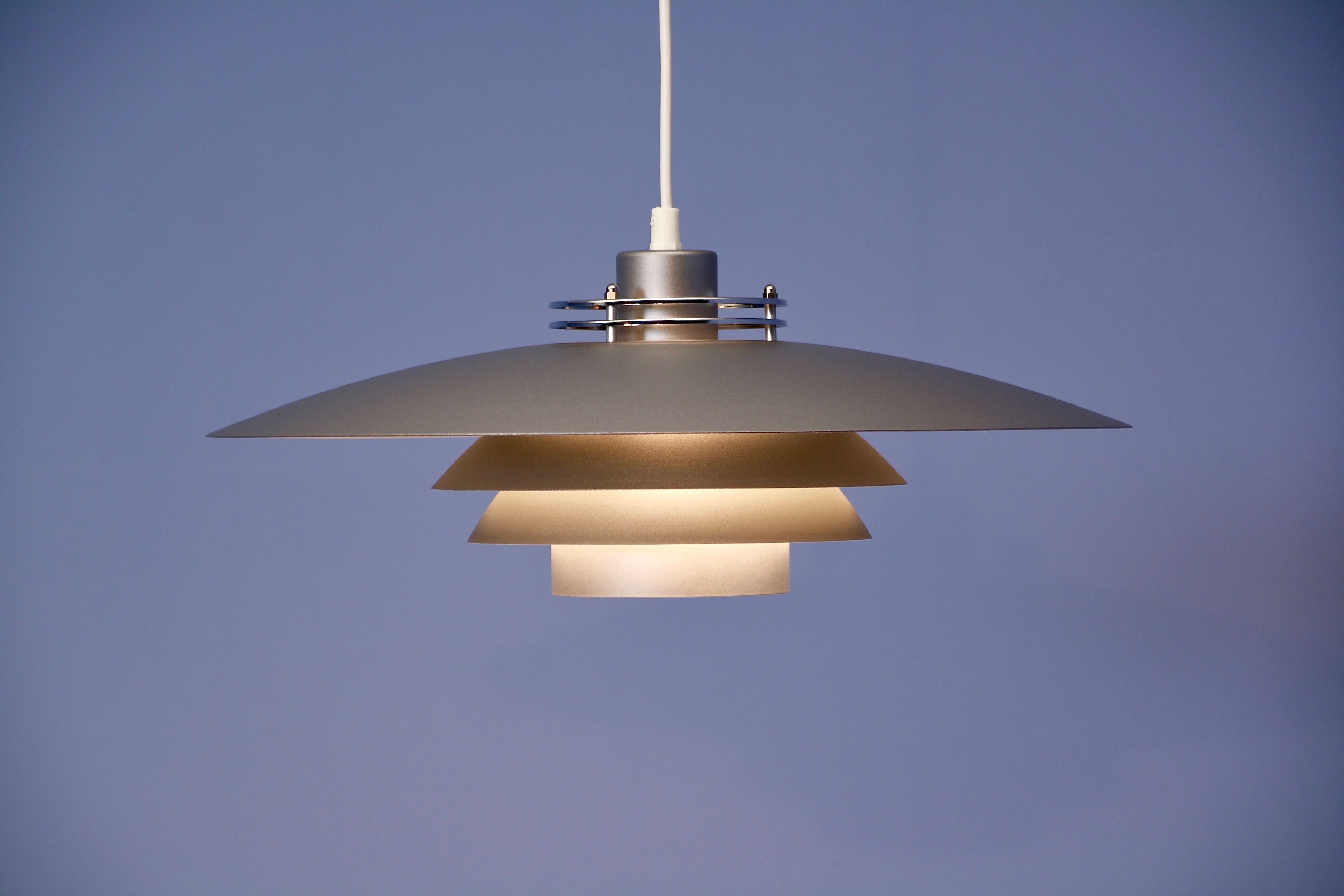 Danish XL hanging lamp in grey, 1970s