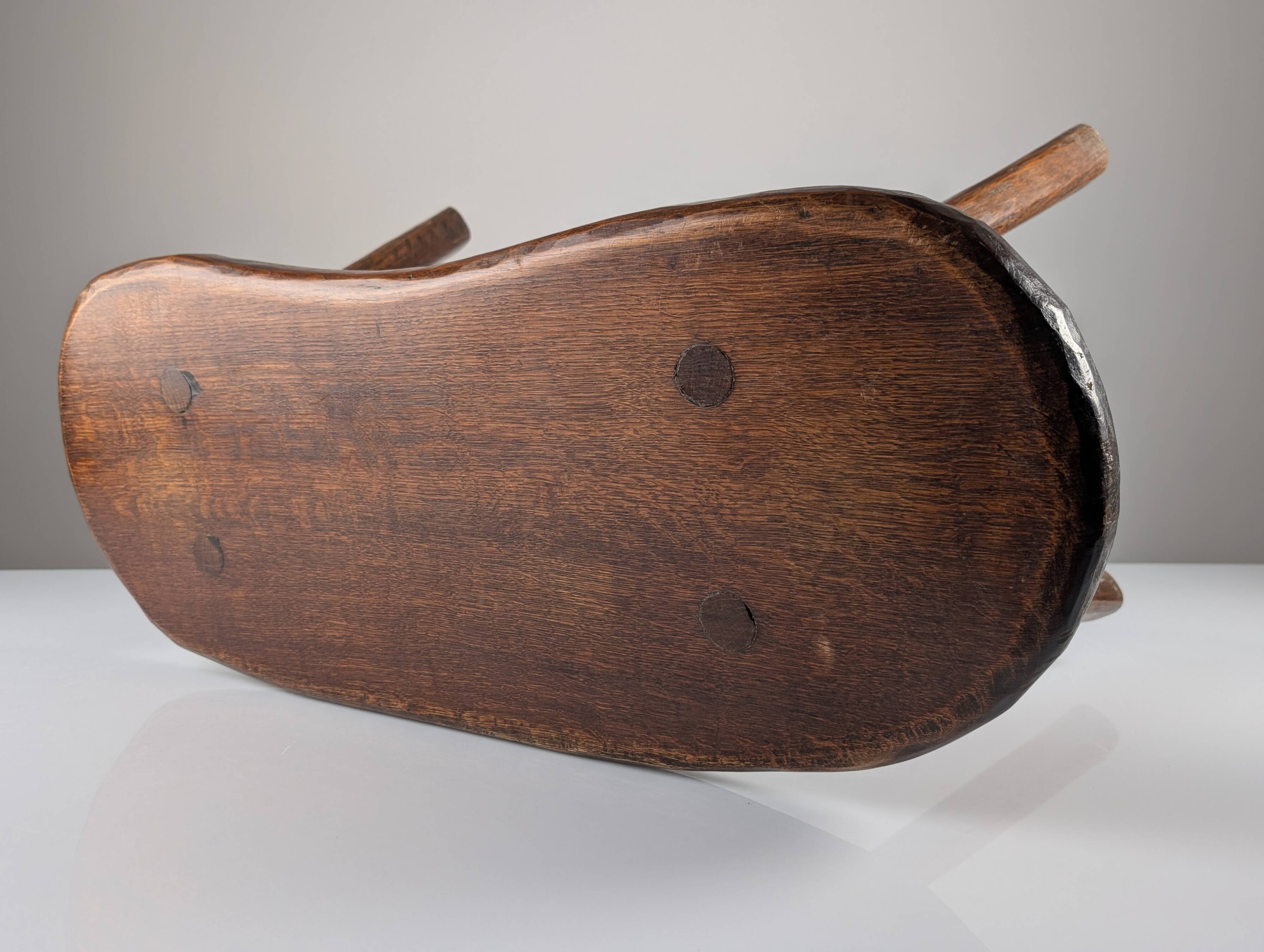 Rustic hand-carved wooden bench with organic shape, 1940s