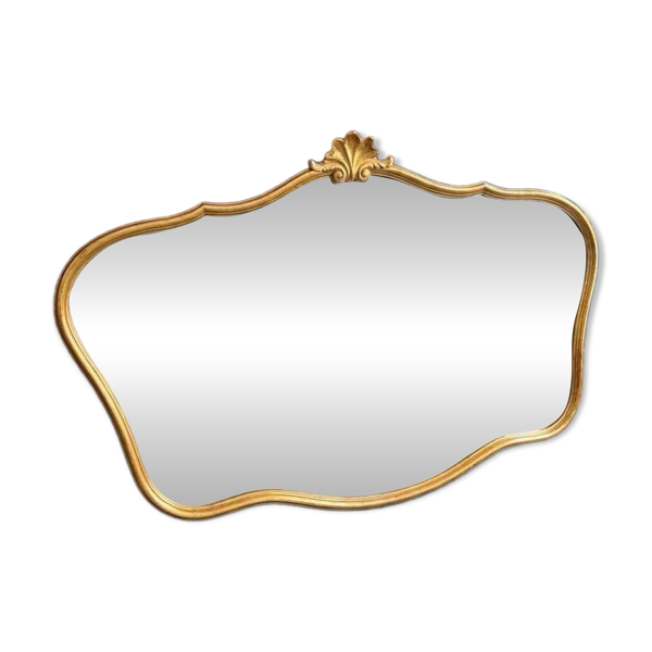 Miroir Louis-Philippe doré à fronton coquille — Beyit