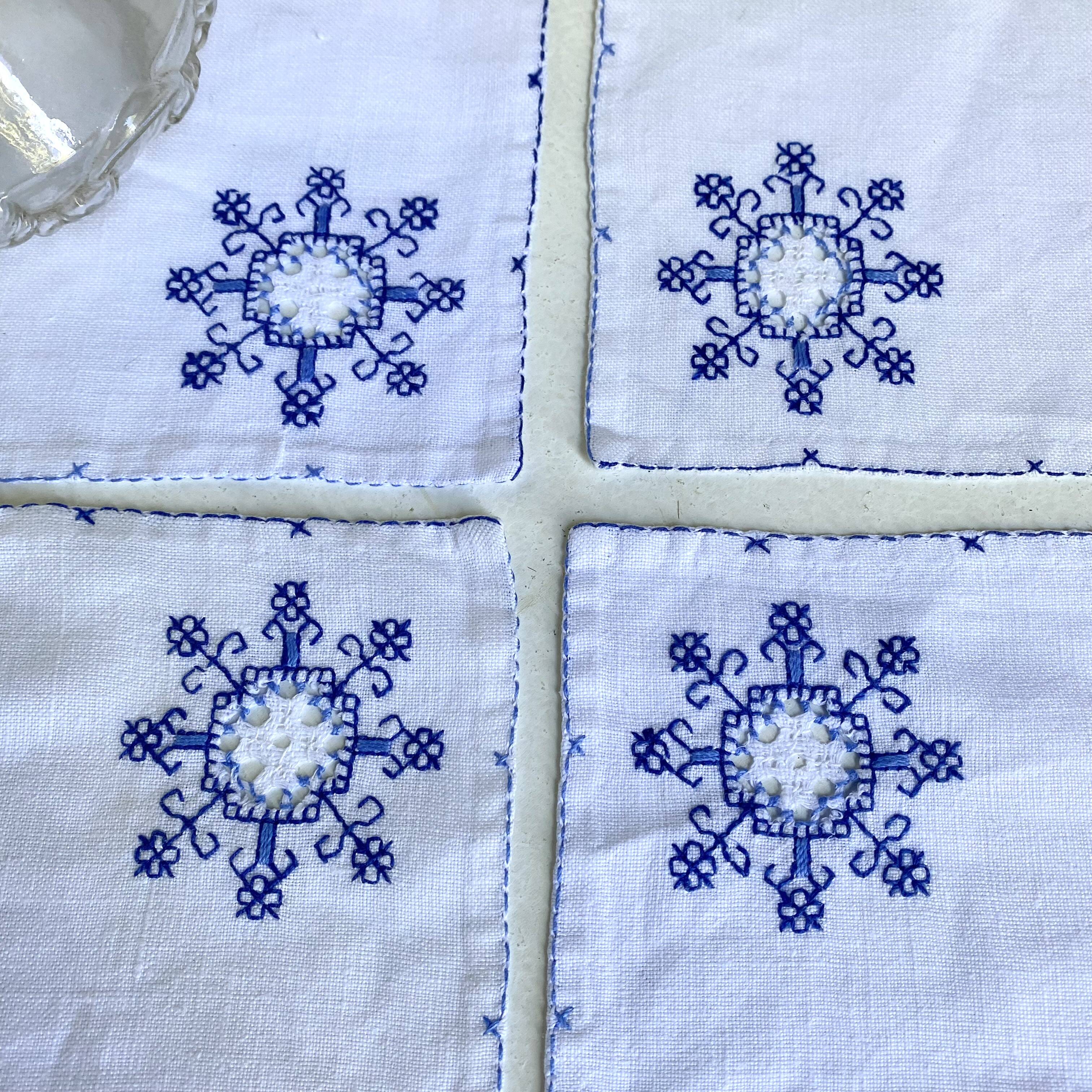Embroidered linen placemats