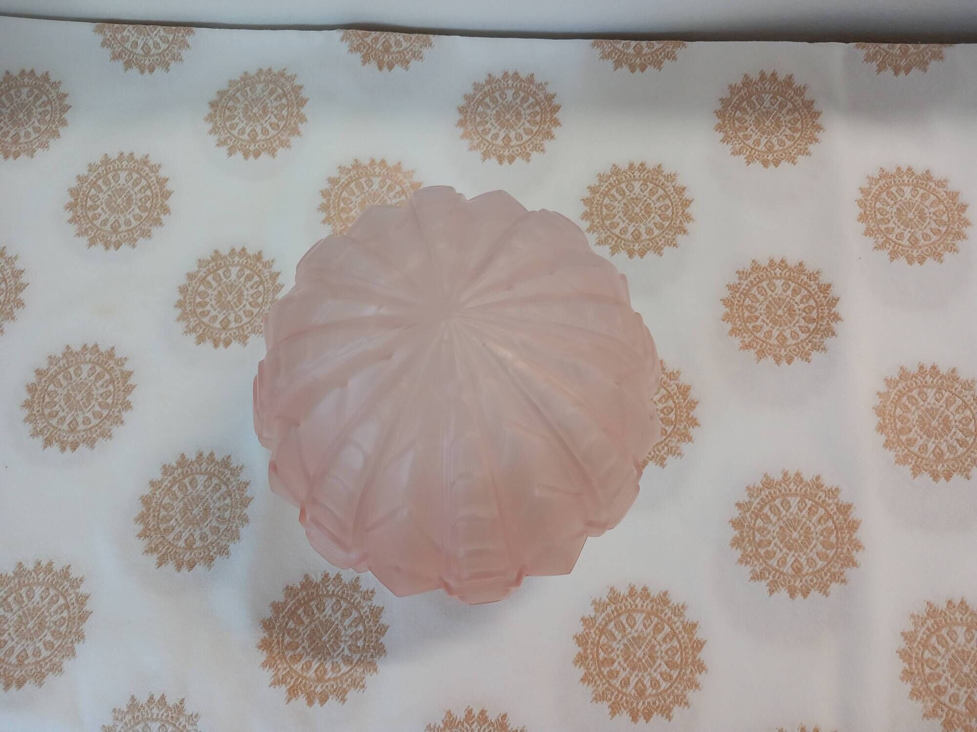 Antique pressed and moulded pale pink glass globe - Art Deco -