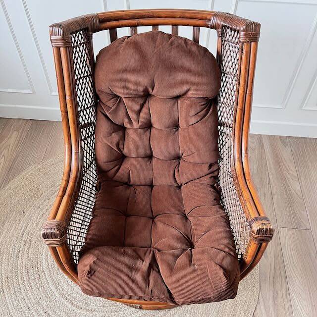 Vintage rattan swivel chair