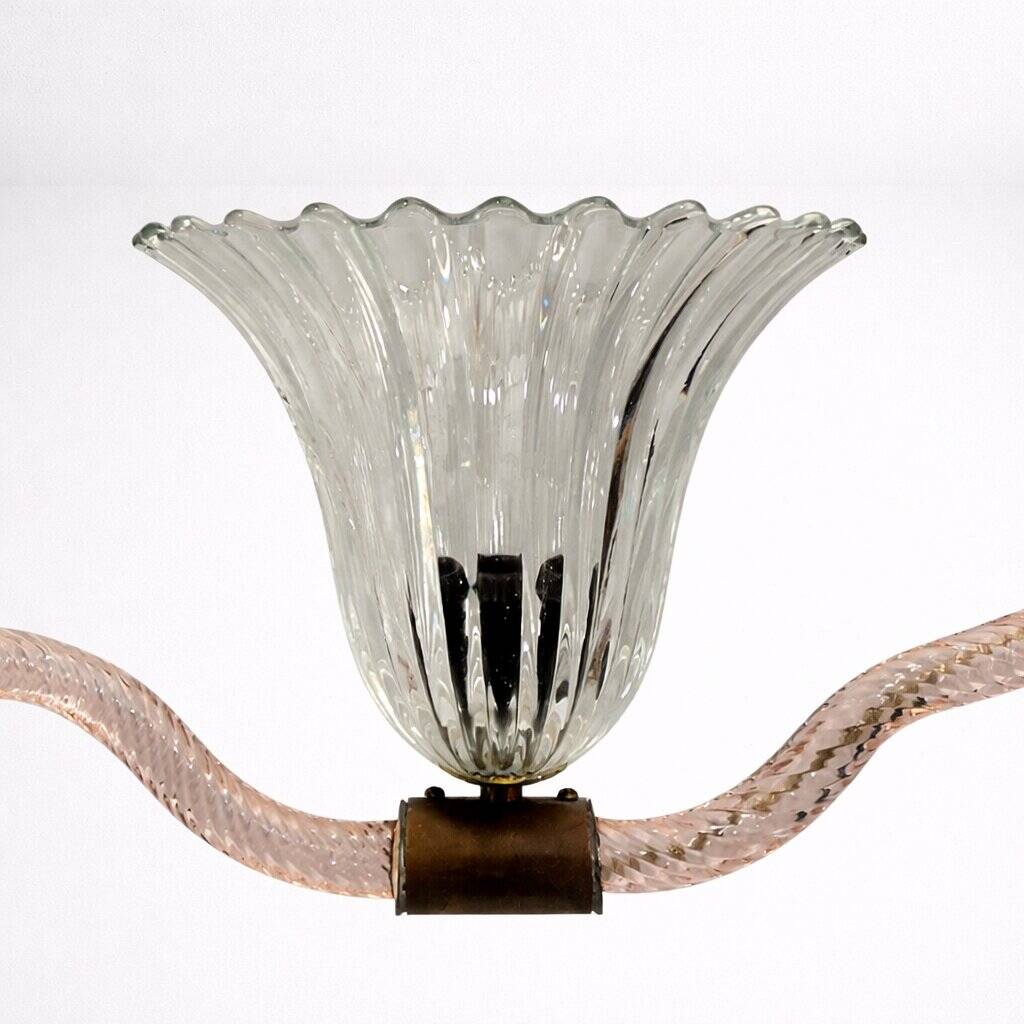 Art Deco Chandelier attributed to Barovier & Toso, Murano Glass, 1940s