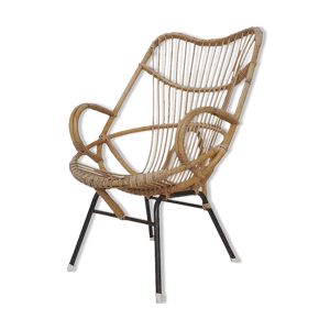 Chaise longue en rotin - 1950
