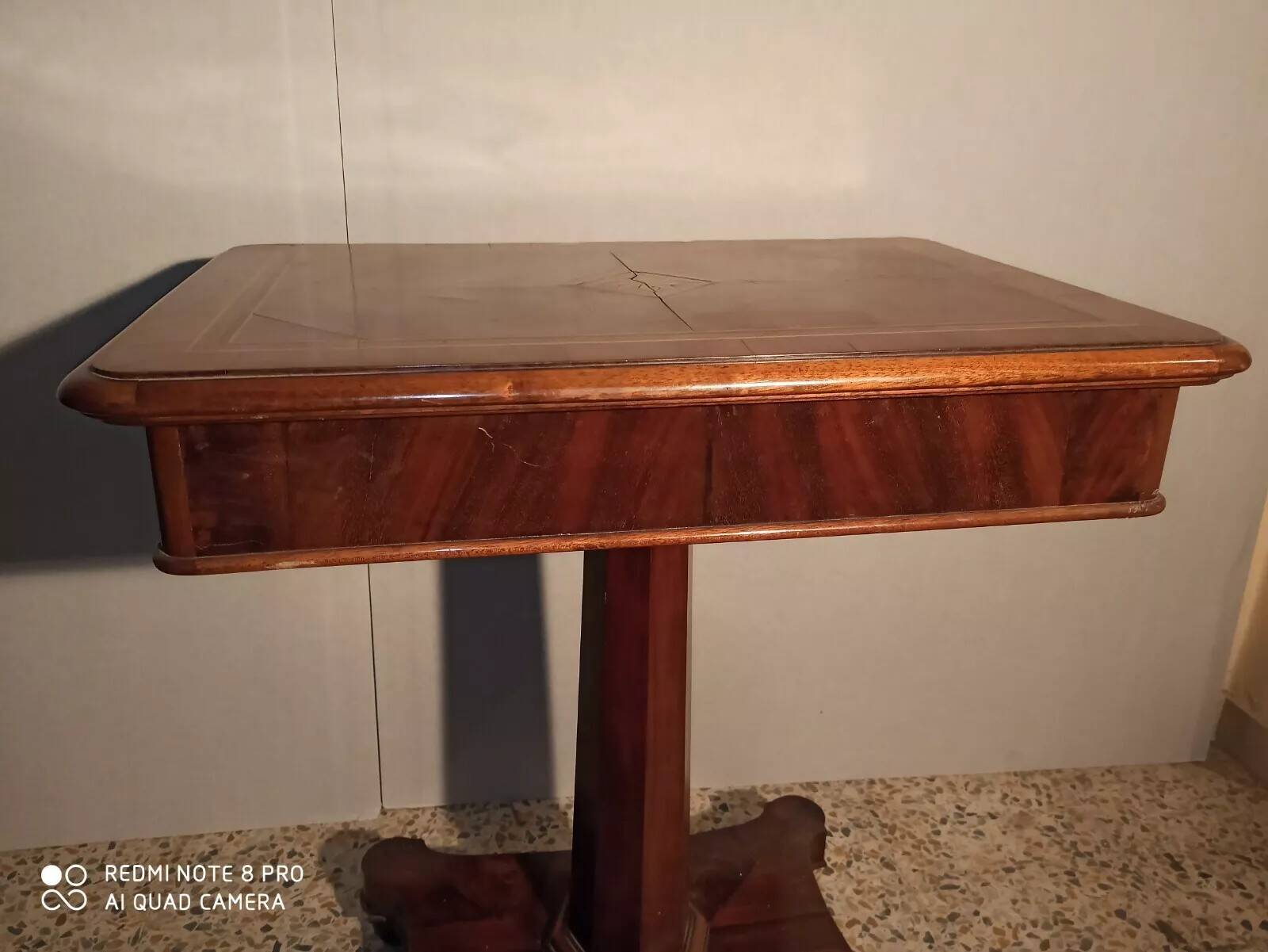 Work table desk 19th century inlaid walnut maple rosewood