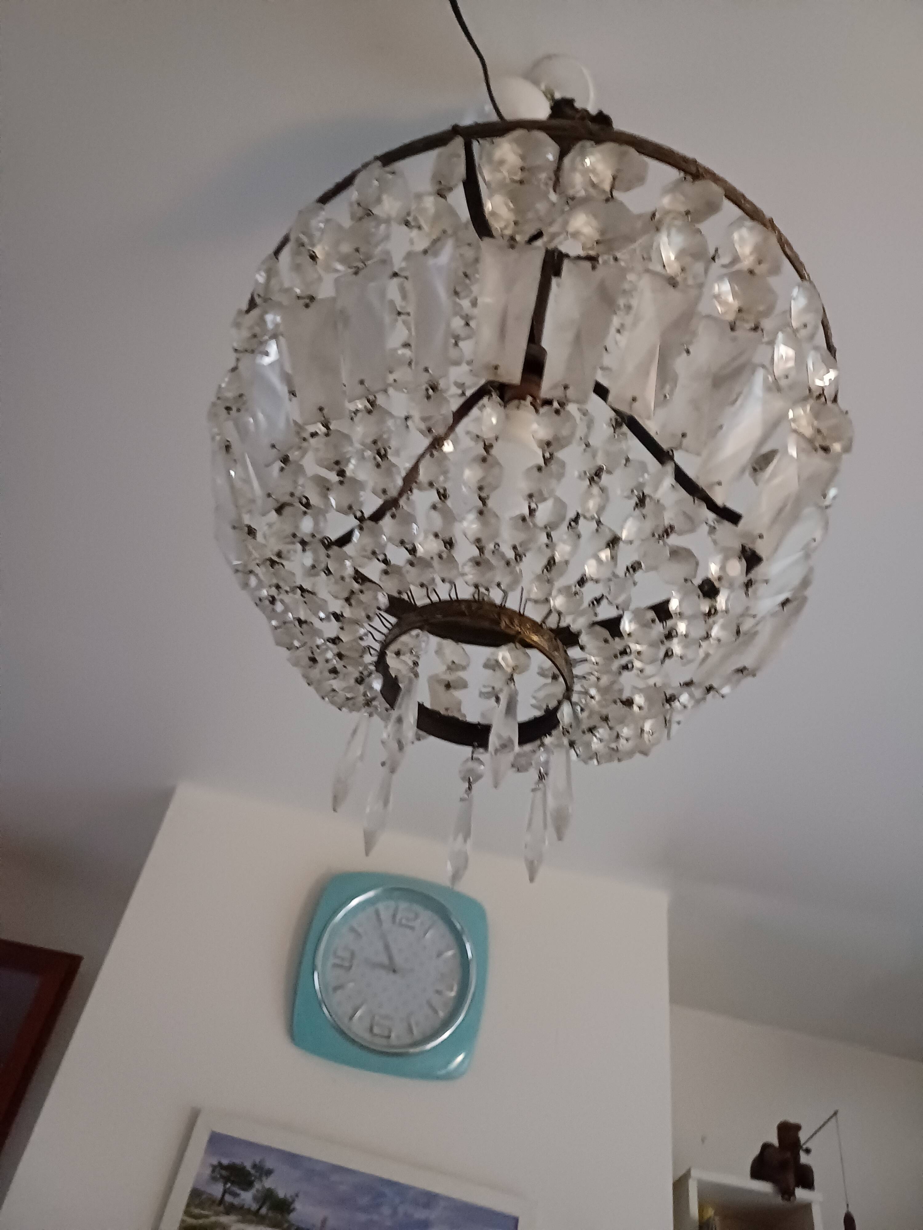 Crystal and Brass Hot Air Balloon Tassel Chandelier