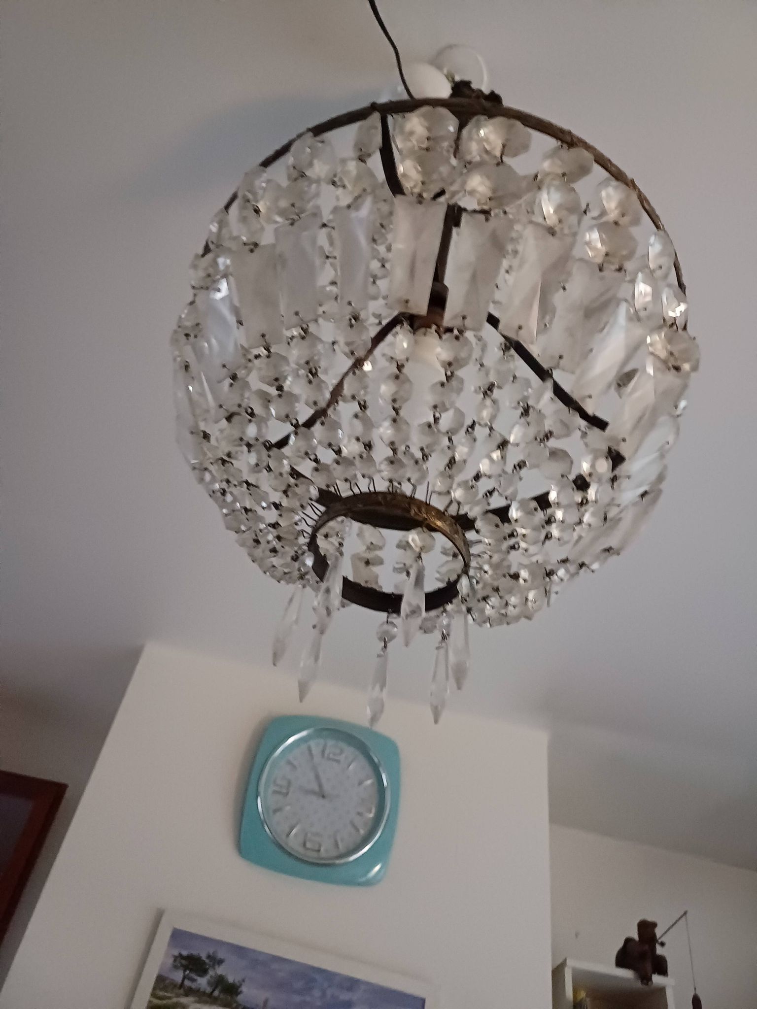 Crystal and Brass Hot Air Balloon Tassel Chandelier