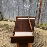 Vintage elm veneer dressing table with 1 drawer and 2 resin lamps.