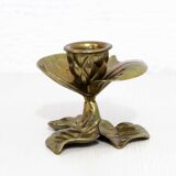Brass leaf candle holder