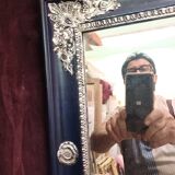 small antique silver patinated mirror