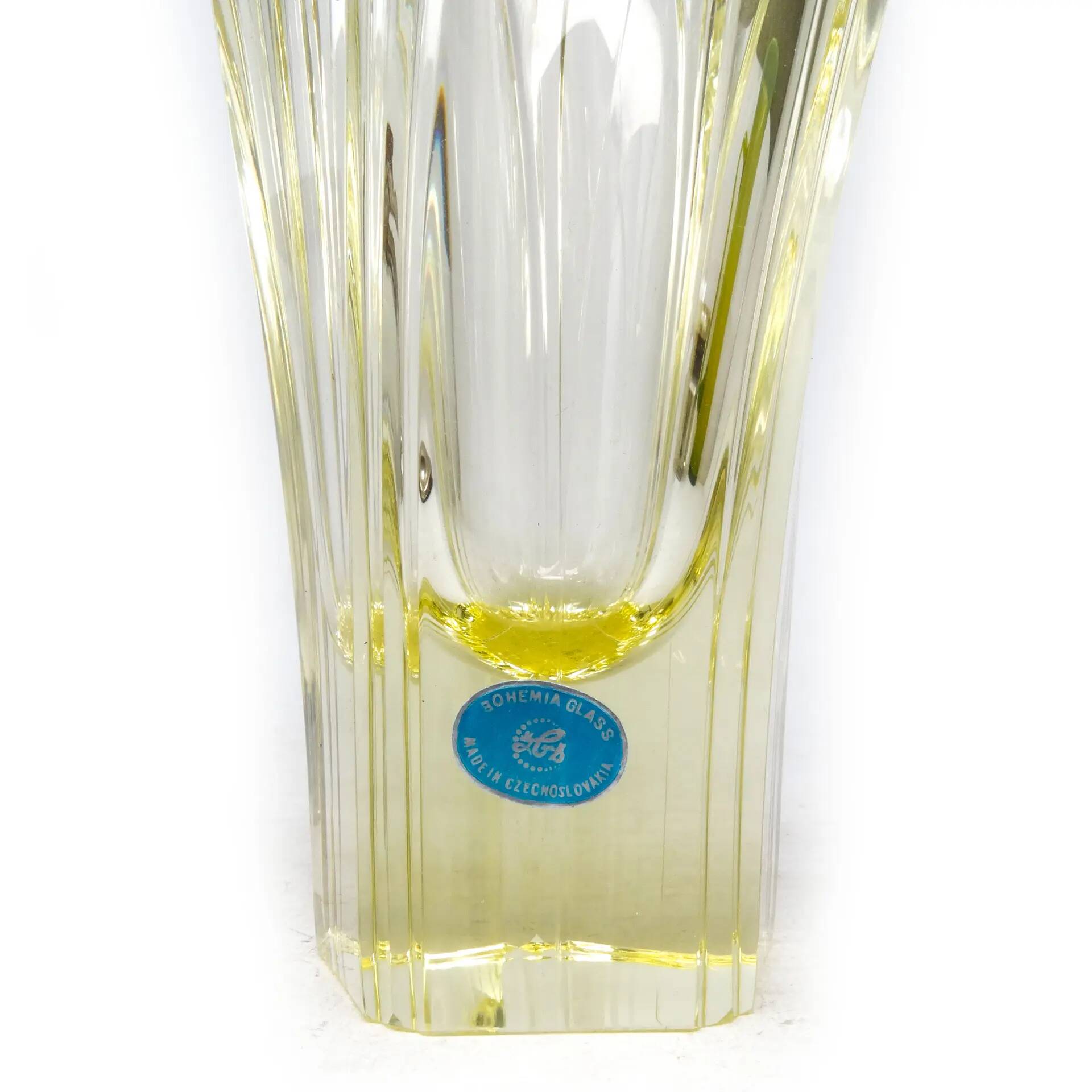 Art Deco vase, citrine crystal, designed by R. Hlousek, Moser, Czechoslovakia, 1930s