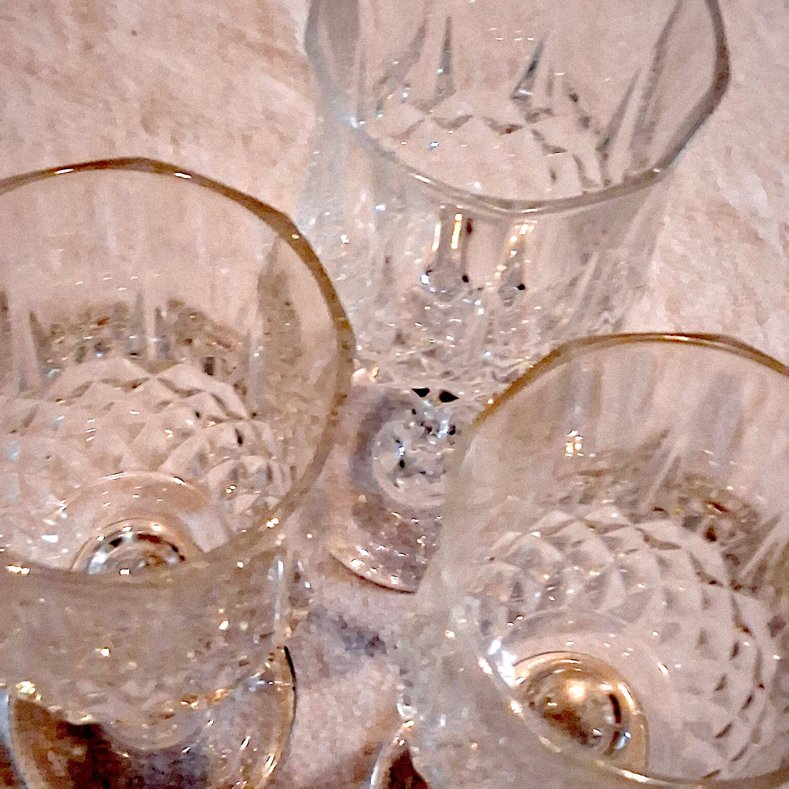3 large crystal wine glasses in good condition