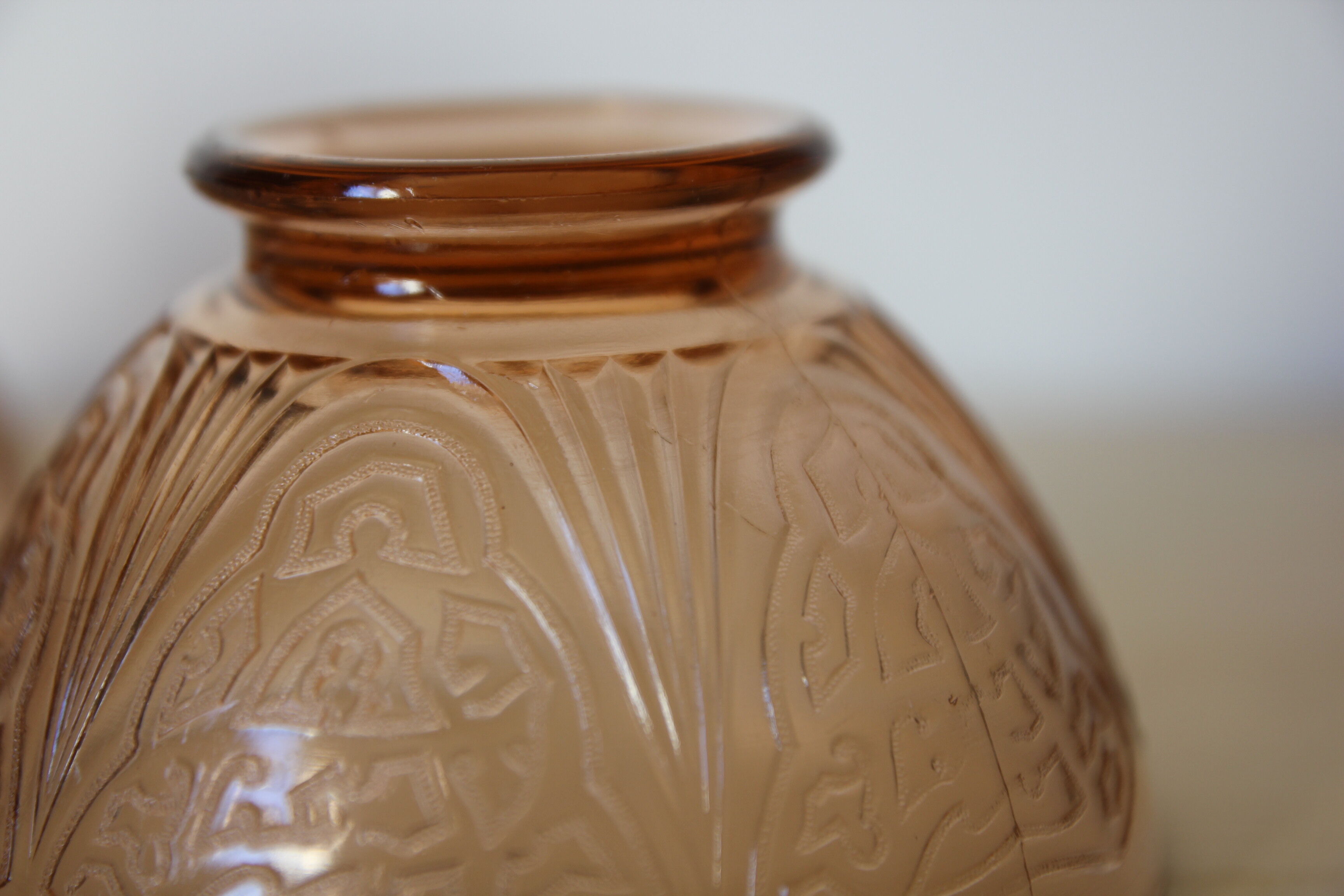 Duo of pink glass bowls