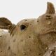Valérie Courtet sculpture rhinocéros en grès émaillé circa 2010
