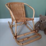 Fauteuil à bascule en rotin et osier