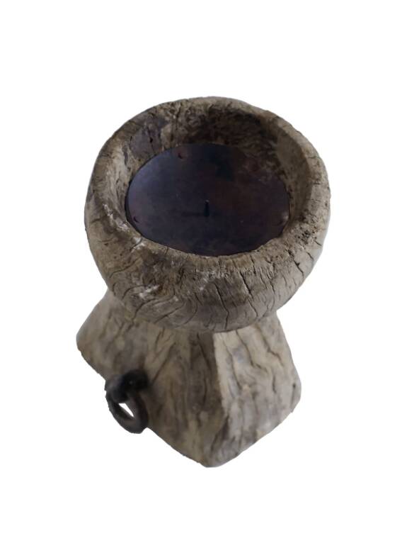 Small family bowl turned candle holder
