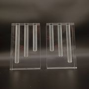 Duo Vase Bloc Résine Lucite Triple Cheminée Plexiglas Design Postmoderne