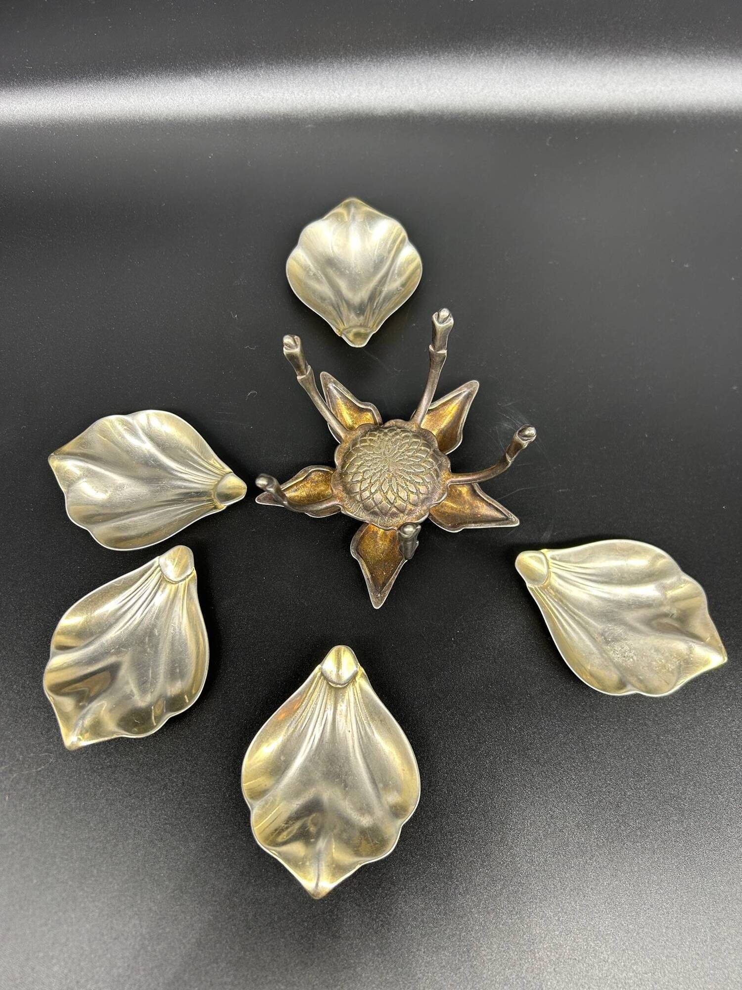 metal flower with removable petals 1970s