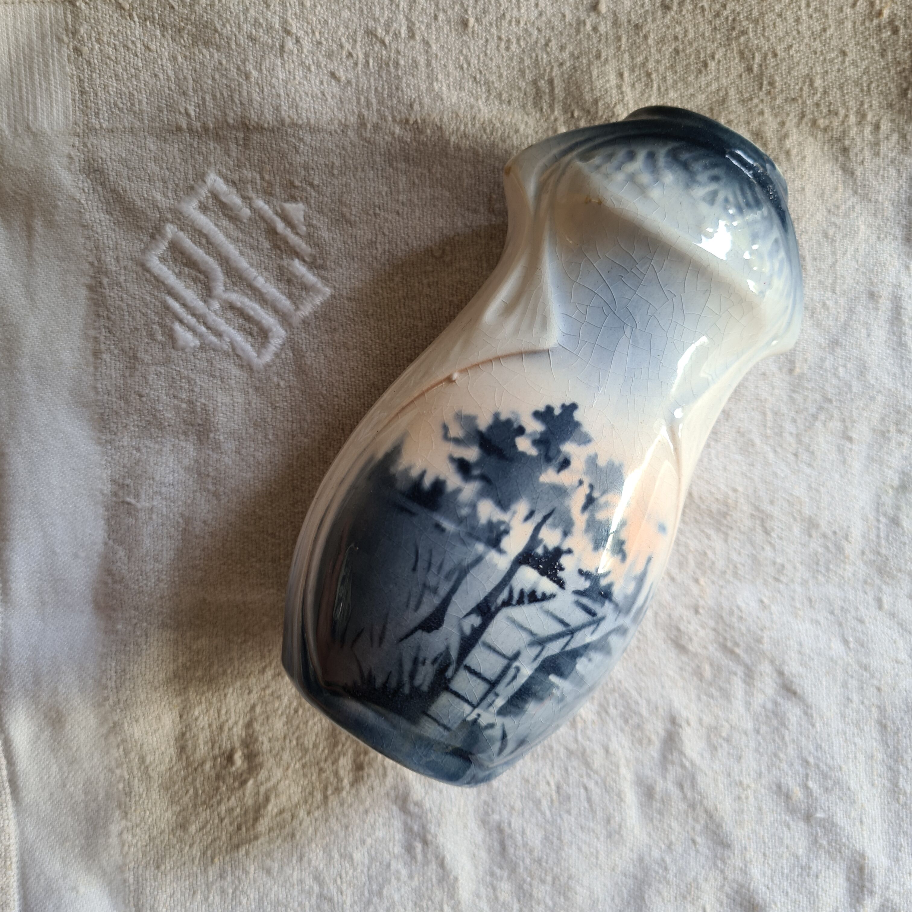 Pair of small Art Nouveau vases from Northern faience with blue decoration