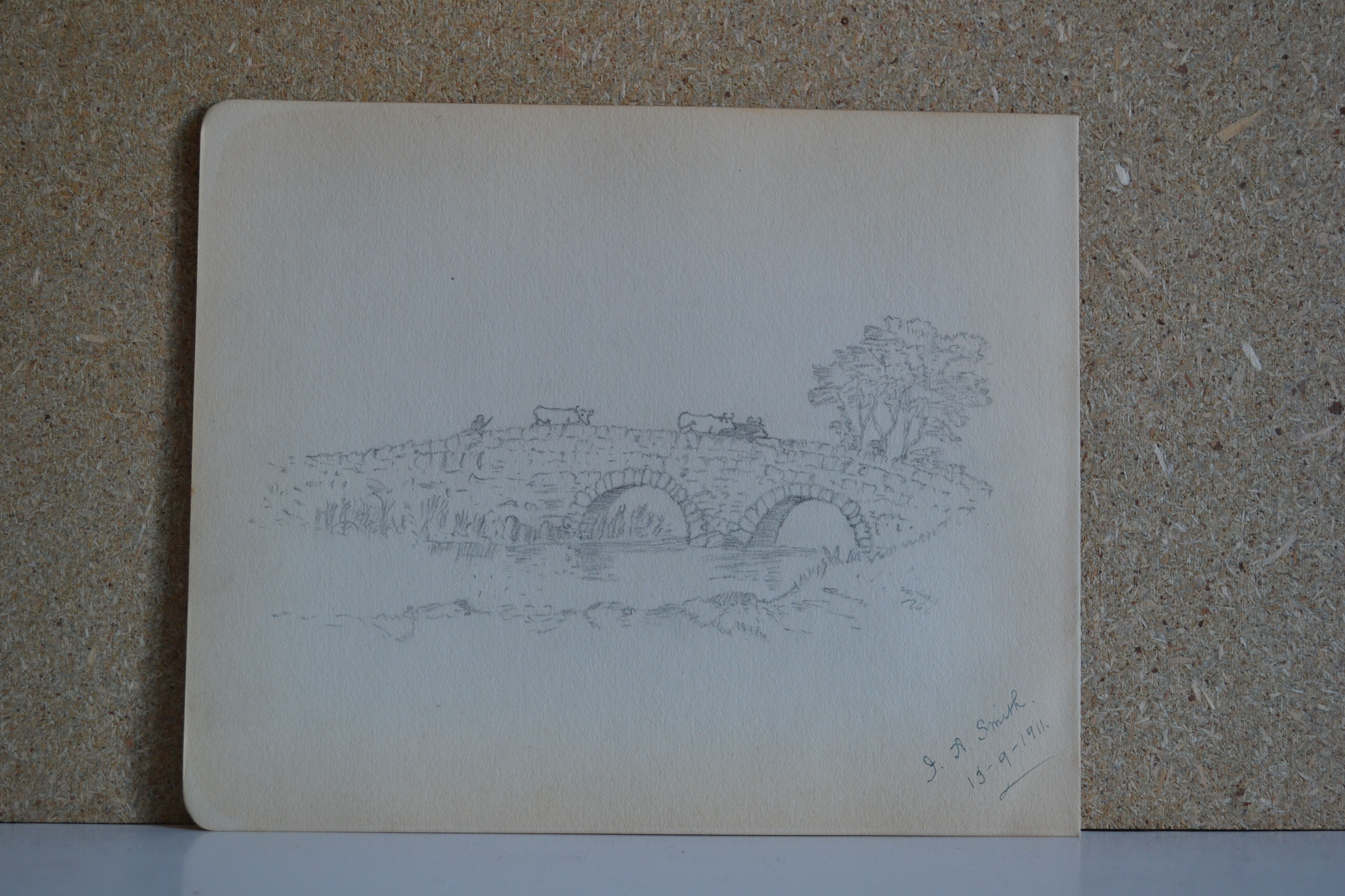 Pencil drawing english countryside circa 1910