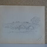 Pencil drawing english countryside circa 1910