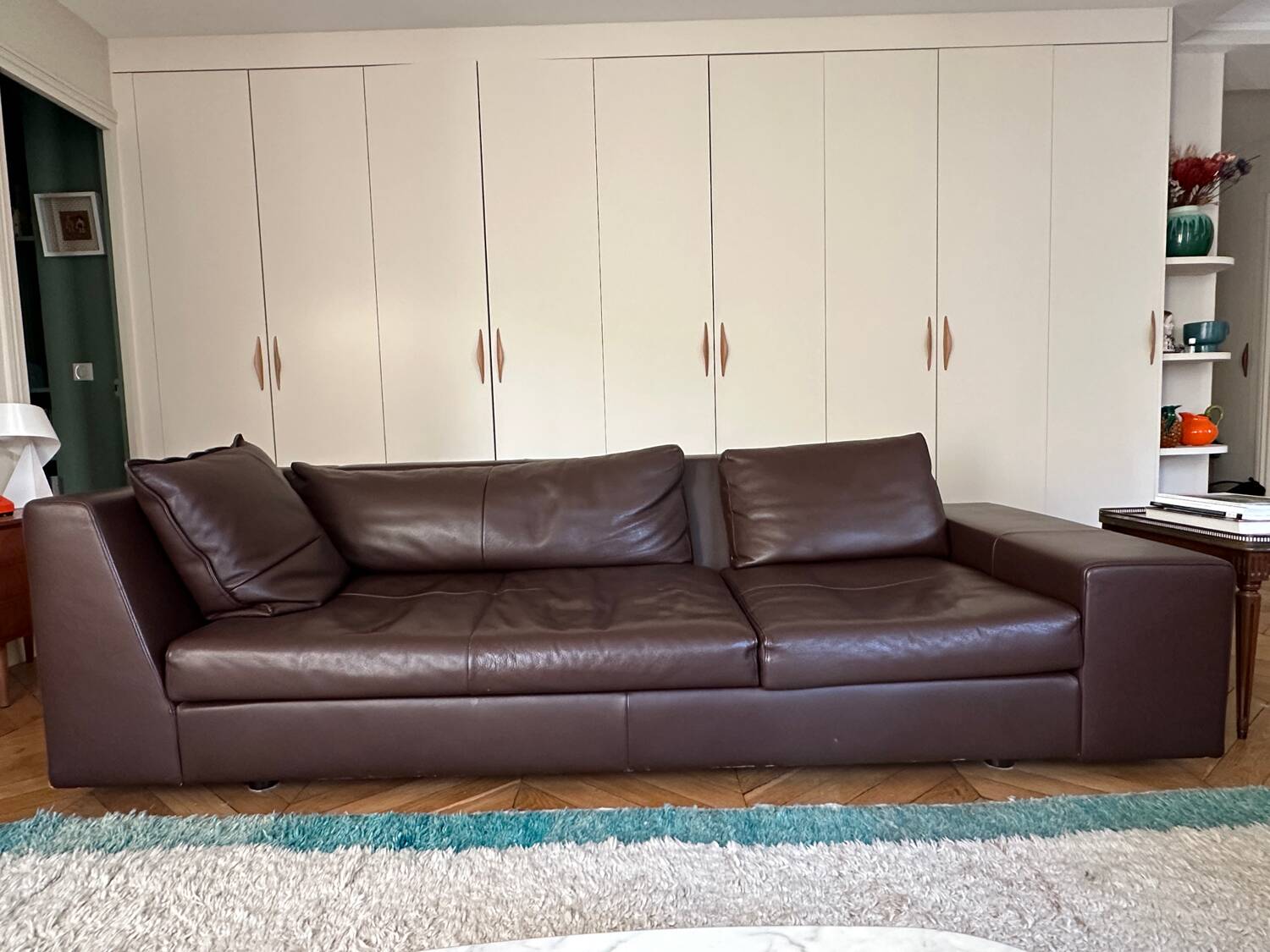 CINNA Brown leather sofa 4 seats Exclusive model Didier Gomez