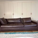 CINNA Brown leather sofa 4 seats Exclusive model Didier Gomez