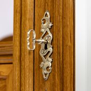 Large Art Nouveau linen cupboard in oak and mirror - 1900-1920