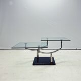 Table basse en verre vintage de design danois à deux niveaux