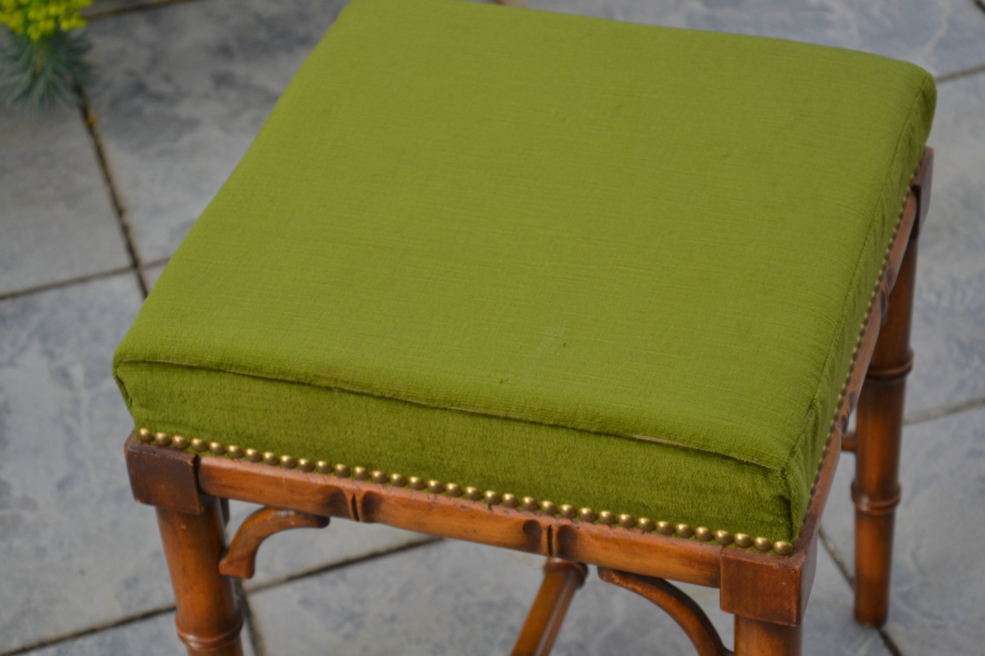 Piano stool/bamboo effect wooden footrest