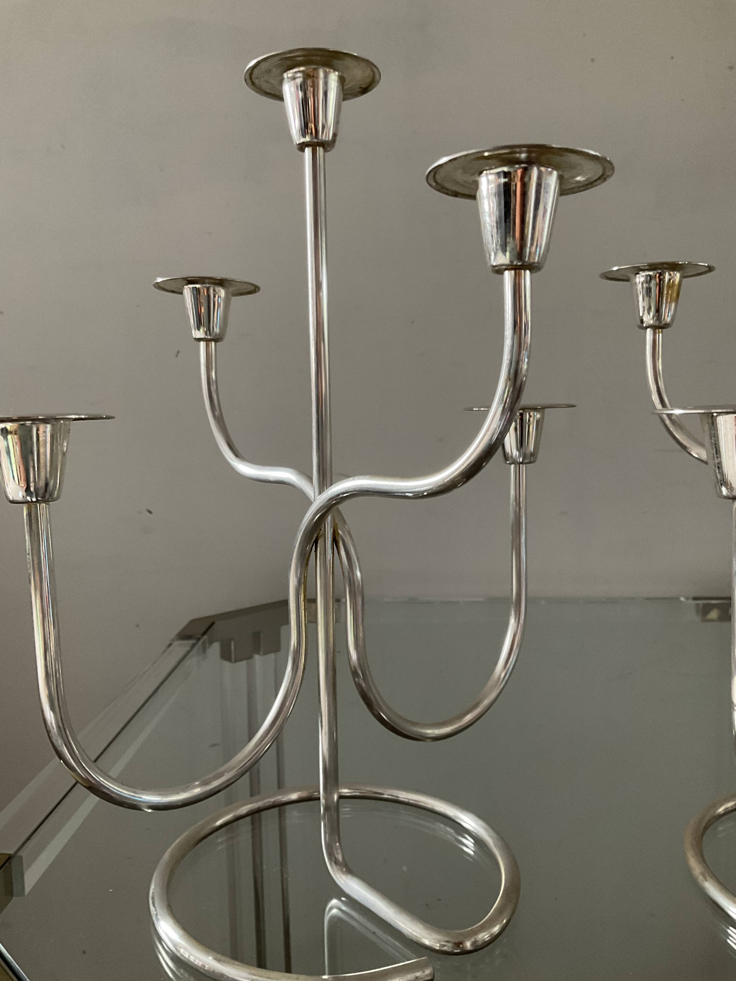 Pair of Tommy Larsen silver brass candlesticks from the 70s