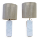 Pair of marble lamps from the 60s and their rope lampshades.
