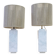Pair of marble lamps from the 60s and their rope lampshades.
