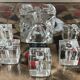 Series of 6 vintage cube candlesticks in molded glass