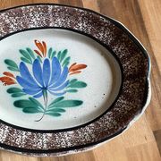 Ceramic plate, antique late 19th - early 20th century, known as "Cul-noir" from Normandy.