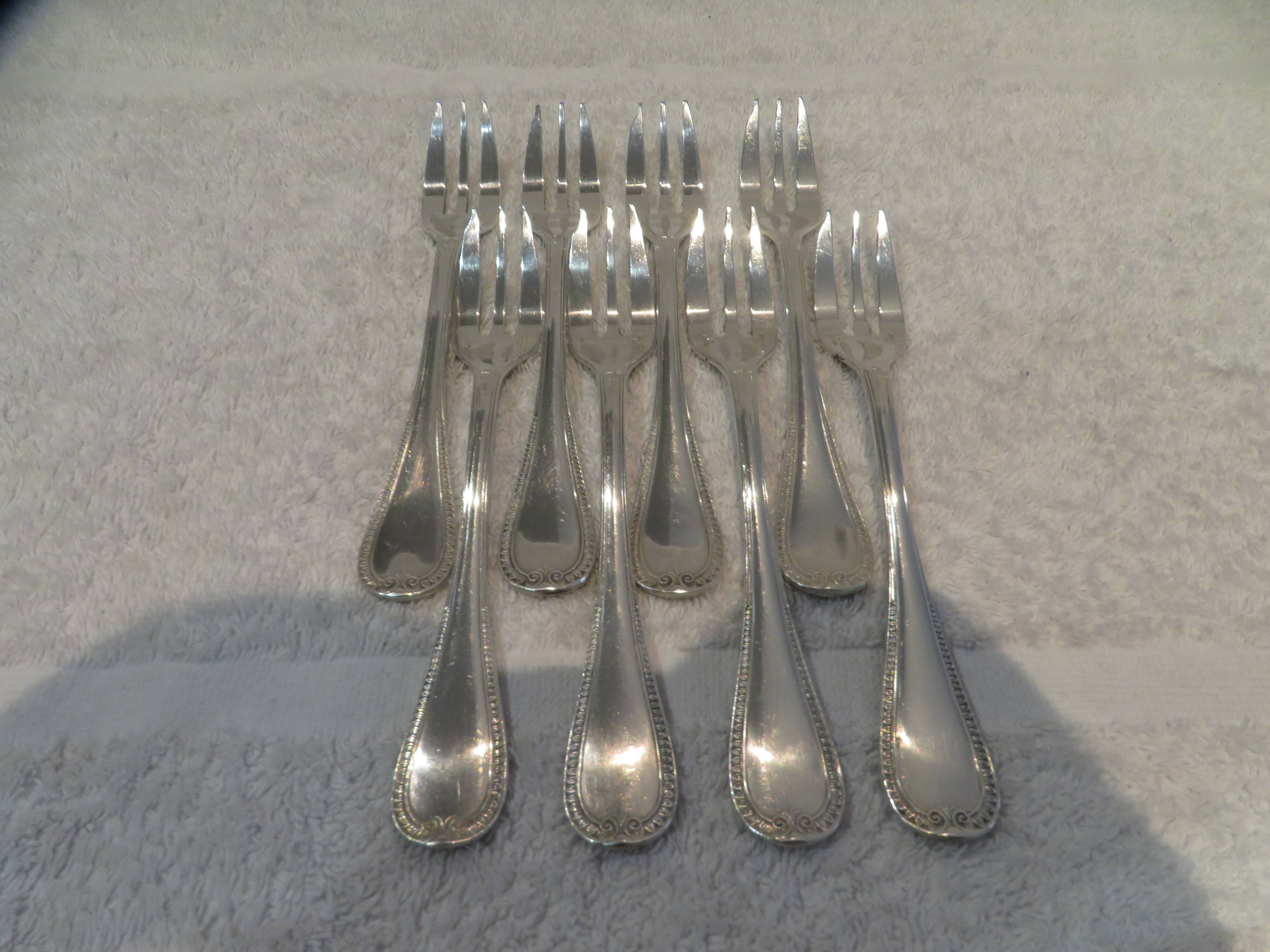 8 silver-plated cake forks by Christofle Malmaison Empire