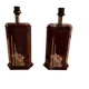 Pair of large vintage lacquered wooden lamps, Eric Maville style.