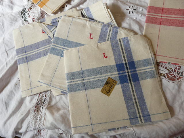 12 old tea towels in new mestizo monogram L