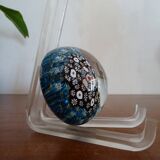 Millefiori Murano paperweight - Blue background - Ø 6,5 cm